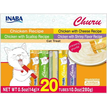 Inaba Churu Grain-Free Puree Cat Treats Chicken Variety Pack, 20