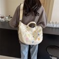 thumbnail image 4 of Bolso de mano de lona para estudiantes, versátil, con diseño original, bordado japonés, para el tiempo libre y el hombro, 4 of 5