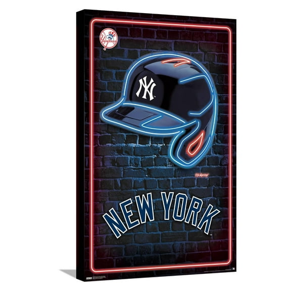 MLB New York Yankees - Neon Helmet 23 Canvas Wall Poster, 14.725" x 22.375"