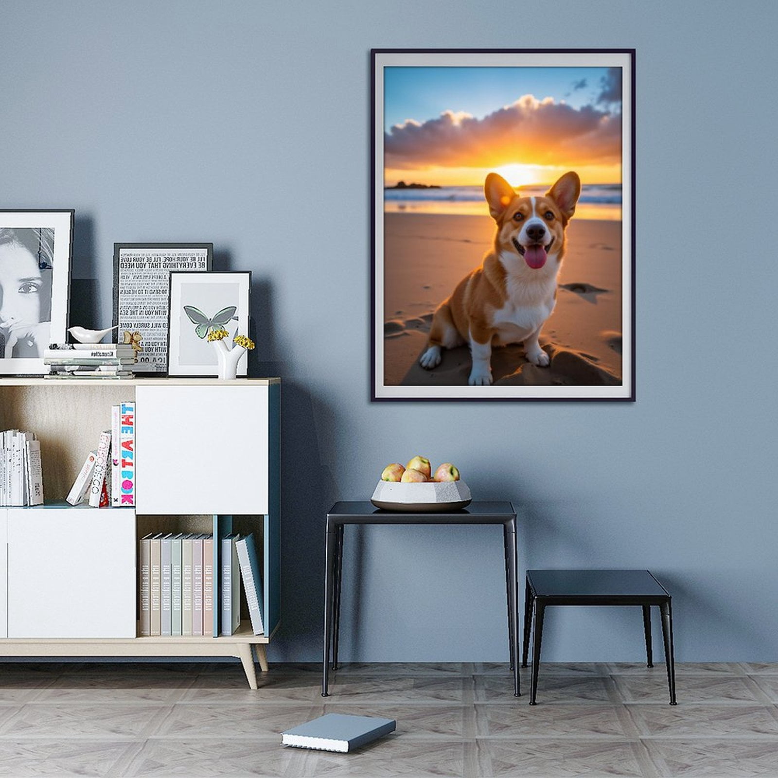 Diamond Art Kits for Adults - 5d Corgi Beach Sunset Joy Diamond Painting for Adults, Diamond Art for Adults Beginners, Diamond Painting Kits for Adults for Home Wall Decor