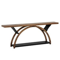70.87" Console Table with Storage Shelf, Narrow Long Sofa Table Behind Couch Table, 2-Tier Rustic Entryway Table with Half Moon Frame for Hallway Living Room (Brown & Black)