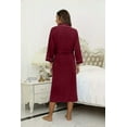 thumbnail image 3 of HEARTNICE Womens Robe, Lightweight 3/4 Sleeve Knit Spa Bathrobe Soft Kimono Long Loungewear,(Burgundy XL), 3 of 6