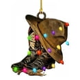 thumbnail image 2 of YAOMOBB Christmas Tree Decoration Creative Cowboy Themed Hat Xmas Tree Pendant Wild West Car Rear View Mirror Hanging, 2 of 7