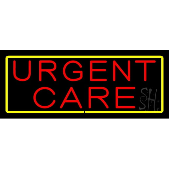 Urgent Care Rectangle Yellow LED Neon Sign 13 x 32 - inches, Black Square Cut Acrylic Backing, with Dimmer - Bright and Premium built indoor LED Neon Sign for Defence Force.