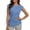 *Light Blue, variant on Women's Round Neck Cap Sleeve Ruched Side Top, Casual Form Fitting Blouse White,Women's Plus M