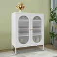 thumbnail image 4 of 2-Glass Door Storage Cabinet Adjustable Shelves Vanity Cabinet Accent Cabinet Bedroom Storage Cabinet Kitchen Server Storage Floor Sideboard Cabinet for Kitchen, Bedroom, Living Room, Office, 4 of 13