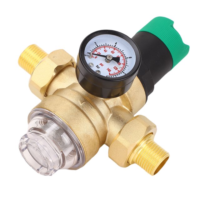 Régulateur de Pression d'Eau RV Valve Réglable Réducteur de Pression d'Eau avec Compteur 0.1-0.5Mpa