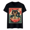 thumbnail image 4 of Womens Anime Cat Ramen Graphic T-Shirts Japanese Funny Graphic Short Sleeve Tees Kawaii Cat Anime Gifts Tops, 4 of 5