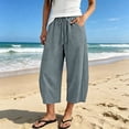 thumbnail image 2 of Capris Pants for Women Solid Color Wide Leg Summer Business Casual Trousers, 2 of 8