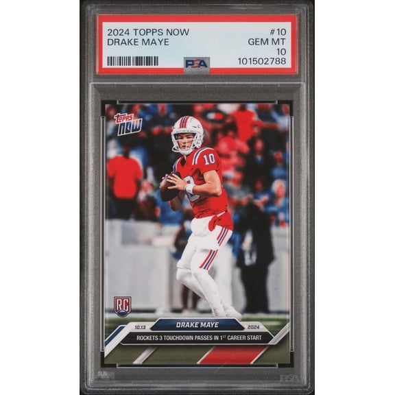 Drake Maye 2024 Topps Now Football Rookie Card 1st Career Start #10 Graded PSA 10 Cert #101502788