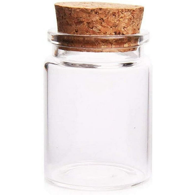  Otis Small Glass Bottles - Mini Jars w/Cork Stoppers