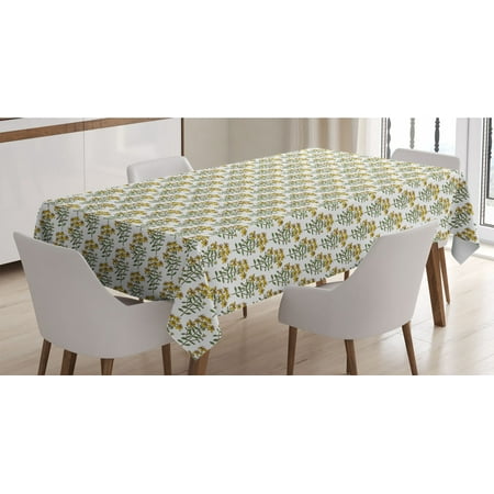 

Floral Tablecloth Garden Blossoms St. John s Wort Flowers Botanical Herbs of Forest Meadow Rectangle Satin Table Cover for Dining Room and Kitchen 60 X 90 Mustard Hunter Green by Ambesonne