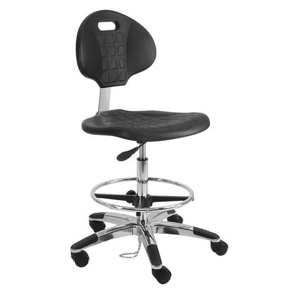BenchPro LAT-DUB ESD Urethane Polyurethane Stools Chair with 18 in. Adjustable Footring, Aluminum Base & 21 to 31 in. Height Adjustment, Black