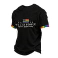 thumbnail image 3 of Men's We The People Means Everyone Polo Shirt with Rainbow Fist Graphic and Colorful Collar Trim Featuring Short Sleeves Black L, 3 of 5