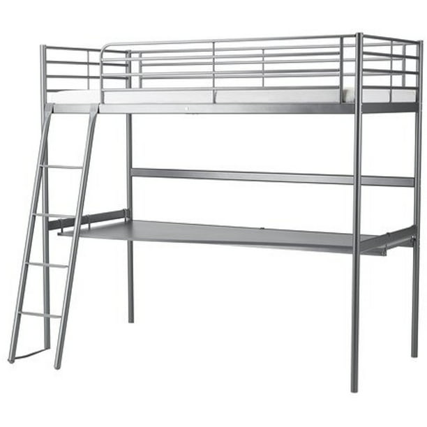 Ikea Twin Size Loft Bed Frame With Desk Top Silver Color 2 Walmart Com