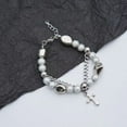 thumbnail image 5 of ZPAQI Punk Cross Pendant Bracelet Adjustable Wrist Chain Reflective Pearls Bangle, 5 of 12