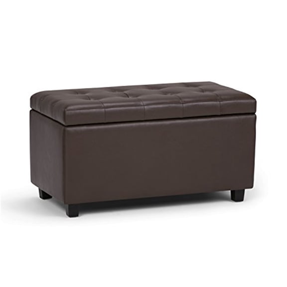 Cosmopolitan 34 inch Wide Storage Ottoman in Chocolate Brown Vegan Leather