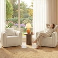 thumbnail image 4 of Ebello Swivel Accent Chair, Modern Velvet Living Room Chair with Pillow, Barrel Chair for Bedroom & Reading Corner (Beige,1 Pack，Fully Assembled ), 4 of 11