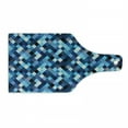 thumbnail image 1 of Modern Cutting Board, Fashion Triangles Hexagons and Geometrical Shapes in Blue and White Colors Image, Tempered Glass Cutting and Serving Board, Wine Bottle Shape, Multicolor, by Ambesonne, 1 of 1