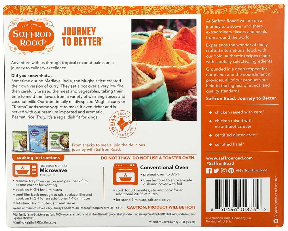 Saffron Road Coconut Curry Chicken with Basmati Rice, 10 Ounce -- 8 per case.