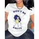 thumbnail image 1 of Camiseta de manga corta con estampado "Don't Be Salty" para mujer, estilo casual y deportivo, cuello redondo a la moda para uso diario. Para adultos, hombres, mujeres, adolescentes, jóvenes., 1 of 5