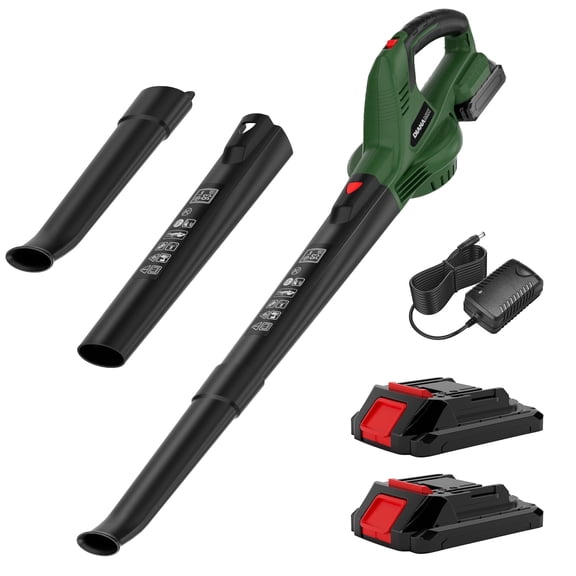 KAIPARA Cordless Leaf Blower with 2 x 2.0 Ah Battery & Charger, Electric Leaf Blower for Lawn Care, 2 Speed Mode, 320CFM 150MPH Battery Powered for Patio, Garden Cleaning