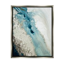 Stupell Industries Glam Blue Geode Abstract Painting Gray Floater Framed Canvas Art Print Wall Art, 17 x 21