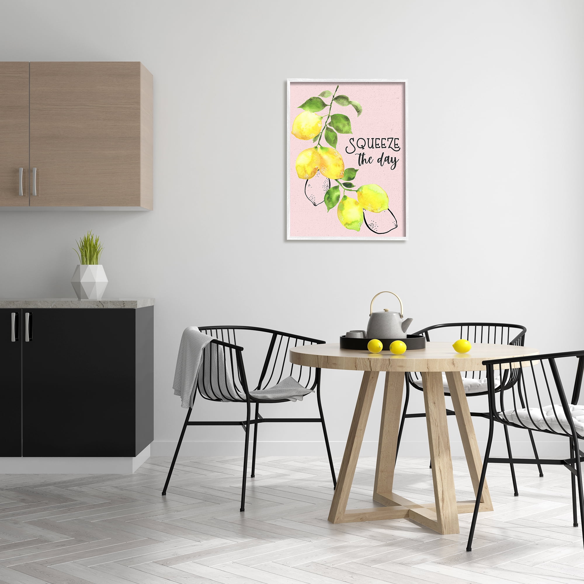 Stupell Industries Squeeze The Day Lemons Food & Beverage Painting White Framed Art Print Wall Art, 24 x 30
