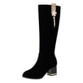 thumbnail image 4 of Mostsola Knee High Boots Women Elegant Tassel Mid Calf Boots Suede Heel Dressy Fall Boots, 4 of 9