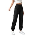 thumbnail image 5 of Samdudou Womens Cargo Pants High Waisted Joggers with Flap Pockets Elastic Cuffs Casual Solid Outdoor Hiking Athletic Trousers for Ladies and Teen Girls, 5 of 8