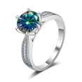 thumbnail image 2 of 3ct Moissanite Engagement Ring for Women Round Cut D Color VVS1 925 Sterling Silver Diamond Rings Moissanite Anniversary Promise Wedding Rings for Women with Certificate, 2 of 9