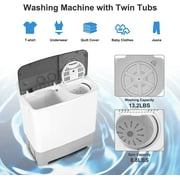 Costway Portable Twin Tub Washing Machine Washer(13.2lbs) & Spinner (8.8lbs) Grey