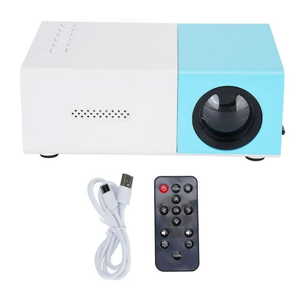 Petit projecteur LED portable réglable 1080p, pour téléphone, ordinateur portable, cinéma, extérieur, home cinéma, clé USB, bleu et blanc