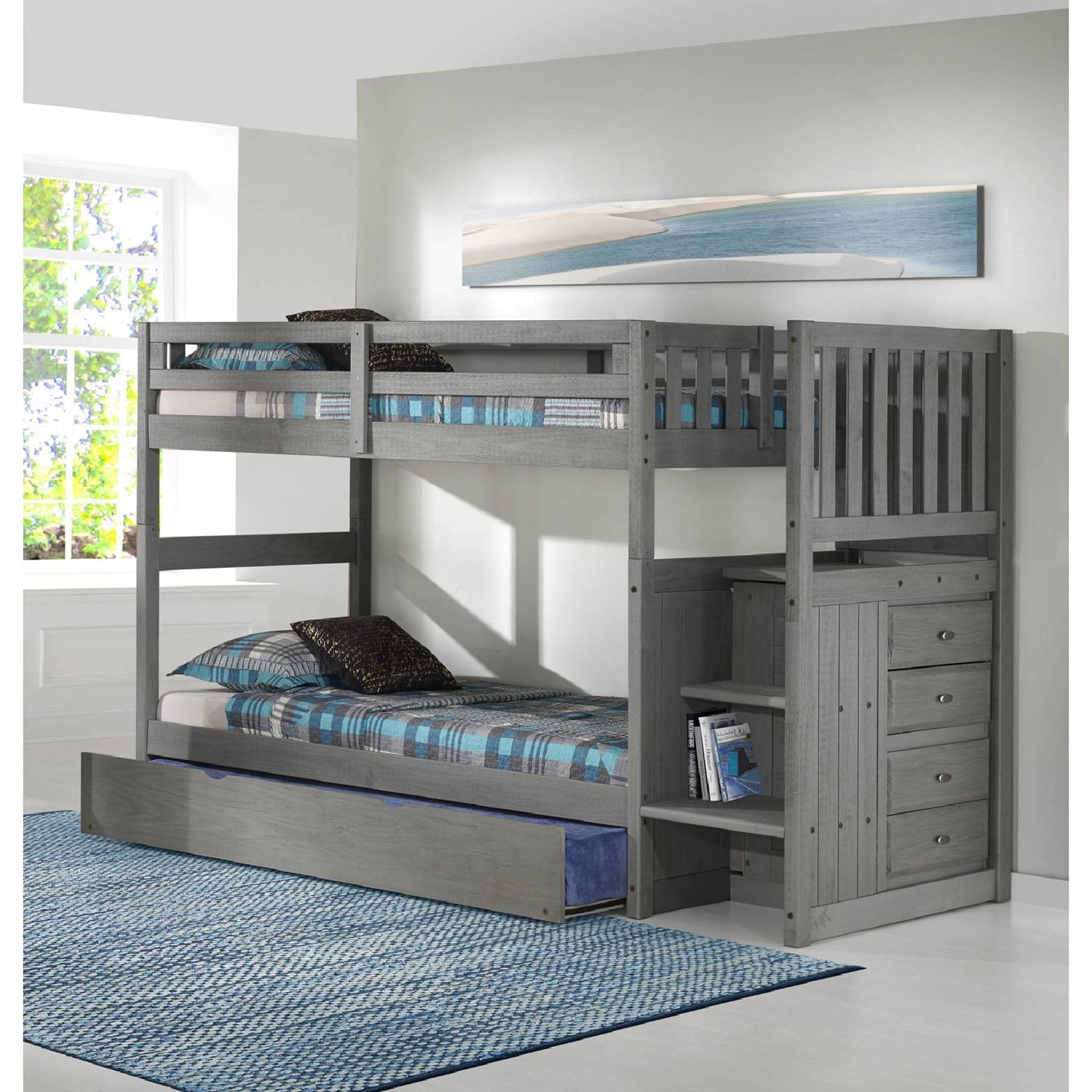 Twin Over Bunk Bed, Cambridge Staircase Bunk Bed With Trundle