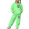 thumbnail image 2 of Kids Outfits Set 6 7 Six Seven Letter Outfits Set Comfortable Girls Fashion Hoodie And Jogger Cute Printed Pullover Tracksuit For Kids And Daily Wear Green 150(10-11 Years), 2 of 9