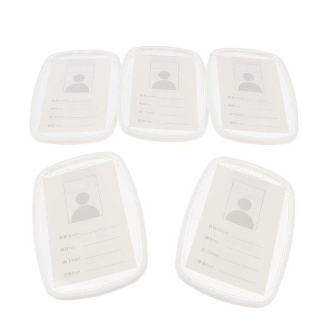 koolsoo 5 Pcs Porte-Badge d'Identité Vertical, Porte-Cartes, Robuste, Imperméable, Durable - Blanc, comme Décrit