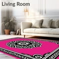 thumbnail image 2 of ODIKA 8'x10' Machine Washable Non-Slip Area Rug, Medallion Tapestry with Intricate Border Frame Design High Traffic Rug with Pad, Pink, 600759, 2 of 8