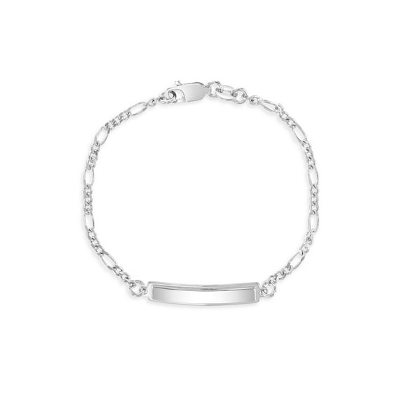 925 Sterling Silver 6" Unisex Figaro Chain Children's Engravable Tag ID Bracelet