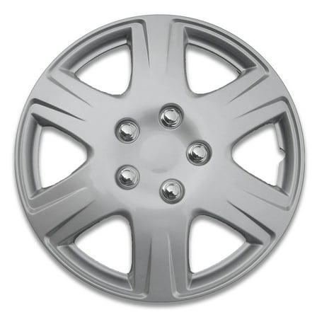Auto Drive 15 Inch Silver Alloy Finish Hubcap Wheel Covers - Set of 4 - Fits Most Cars