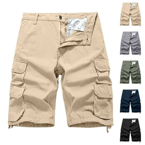BADHUB Cargo Shorts for Men Multi Pocket Ripstop Work Shorts Classic Button Zipper Outdoor Hiking Travel Shorts Army Green 40