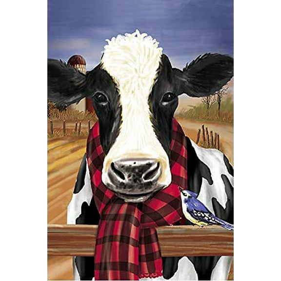 Buffalo Plaid Cow Garden Flag – 12" x 18", Double Sided, Farmhouse Decor, Autumn Welcome, Fall, Thanksgiving, Home Décor