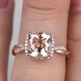 thumbnail image 5 of 4.75 Carat 10mm Cushion Cut Morganite Engagement Ring Diamond Moissanite Promise Ring 10k Rose Gold Infinity Twisted Halo Stacking Band, 5 of 6