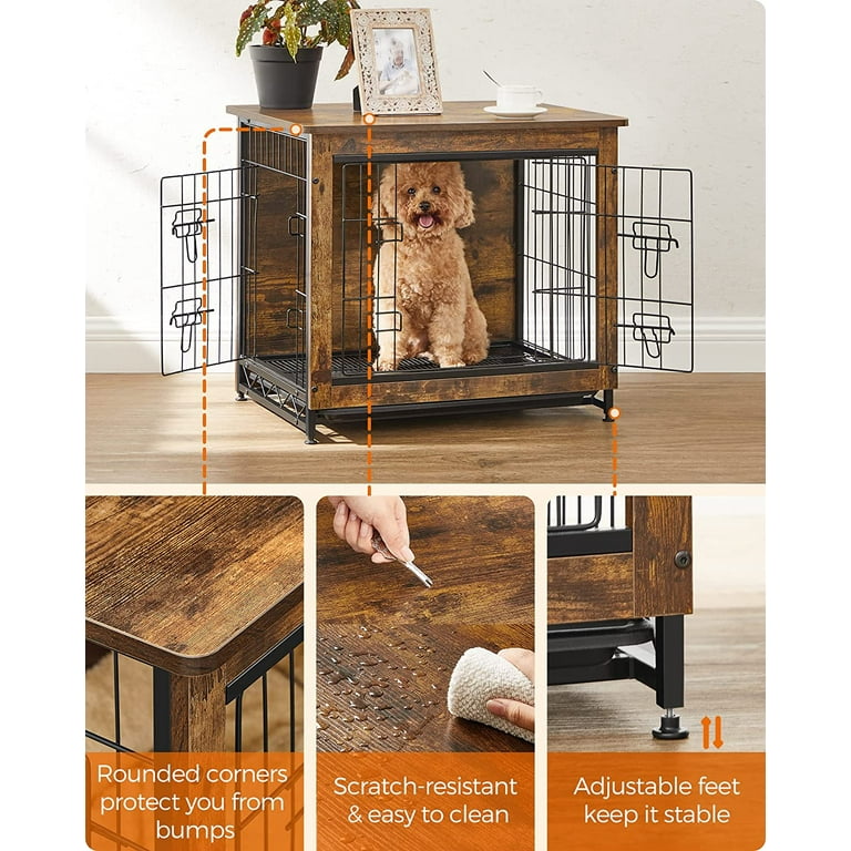 Feandrea Dog Crate Furniture Side End Table Modern Kennel for Dogs Indoor up to 30 lb Heavy Duty Dog Cage with Multi Purpose Removable Tray