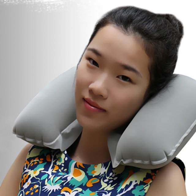 Almohada Inflable para Viaje Ehuebsd Cuello Acogedor Gris