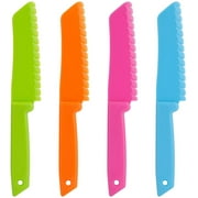 Set of 4 plastic kitchen knives with serrated cutting edges - plastic knives - Kids Safe Chef nylon knife / children's chef's knife for fruit, bread, cakes, salads