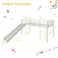 thumbnail image 3 of Gymax Twin Metal Loft Bed with Slide Guardrails Built-in Ladder Low Bed Frame White, 3 of 9