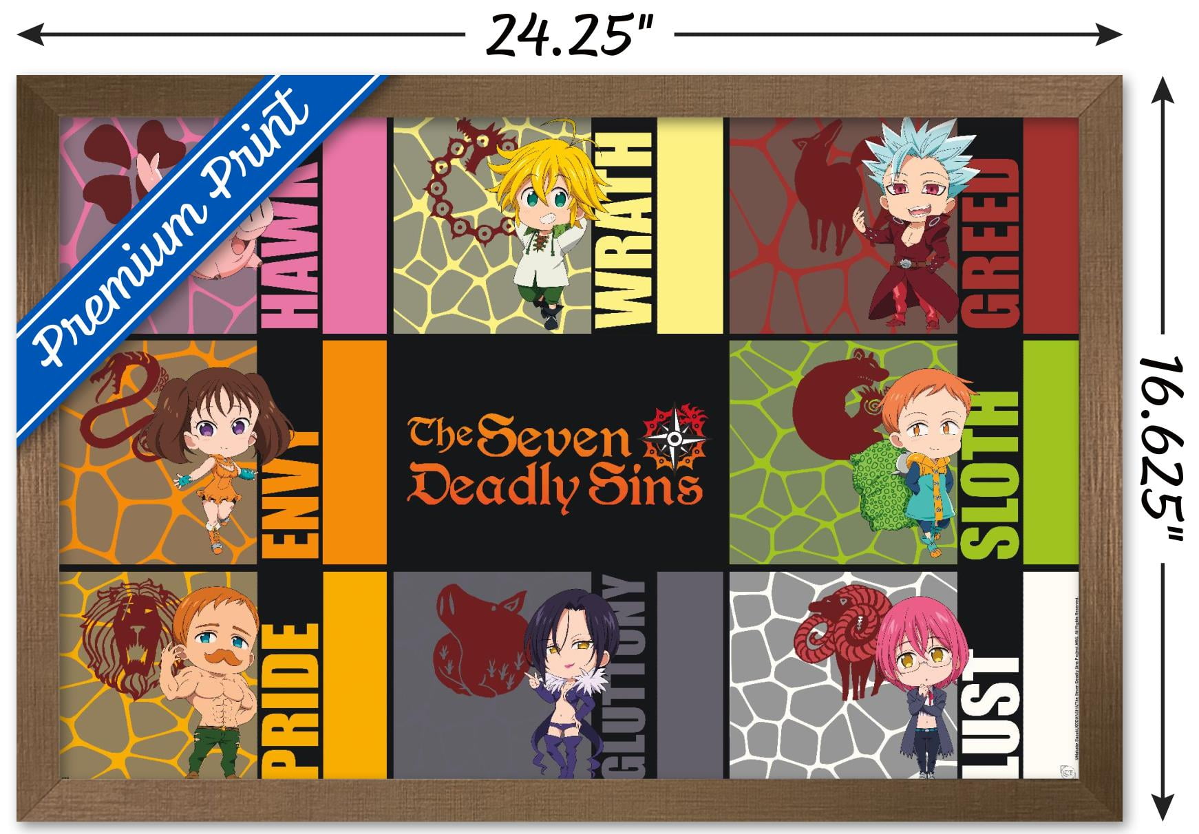 The Seven Deadly Sins: Season 3 - Chibi Sins Wall Poster, 14.725" x 22.375" Framed