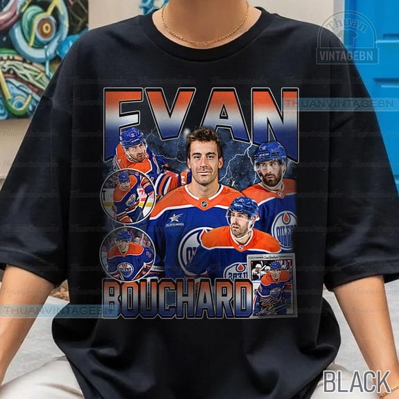Vintage Evan Bouchard shirt, Bootleg Rap tee, Edmonton Hockey Tee