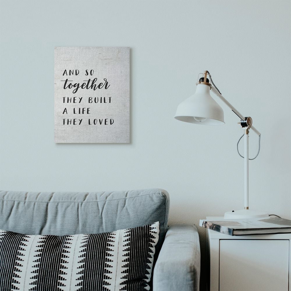 Stupell Industries Together Home Family Inspirational Word On Wood Texture Design Canvas Wall Art by Lettered and Lined