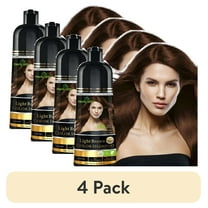 (4 pack) Herbishh Light Brown Color Shampoo for Gray Hair, Permanent, Men & Women (500 ml)